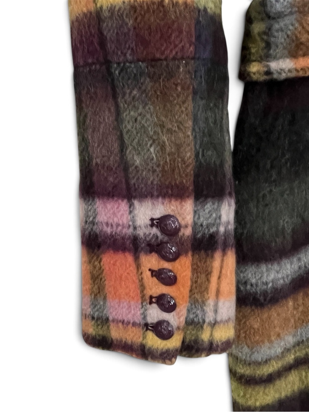 🔴SALE🔴 L'AGENCE Olina Plaid Wool Trench Coat Belted Double Breasted Italian - Picture 9 of 14